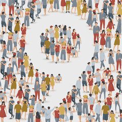 Crowd of People in The Shape of Number : Vector Illustration