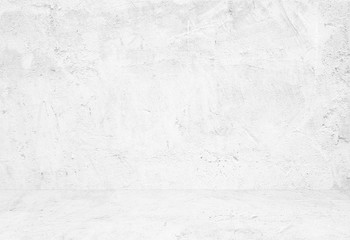 Naklejka premium Pusty pokój z białym cementem, tło, baner, projektowanie wnętrz, montaż wyświetlacza produktu, makieta tła