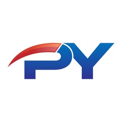 modern vector initial letters logo swoosh py red blue