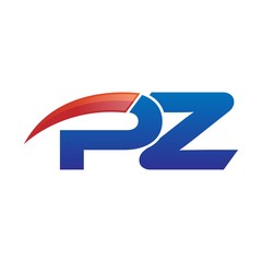modern vector initial letters logo swoosh pz red blue