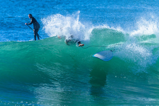 Surfer Girl Crashing Wipeout Wave Ride Surfing