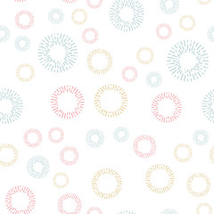 Simple seamless textile pattern with color round elements. Vector background illusrtration.