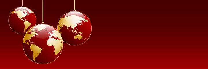 Obraz na płótnie Canvas Vector banner, christmas tree, balls in the shape of planet earth
