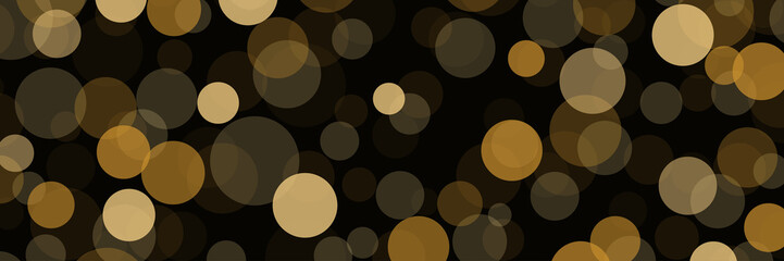 Vector banner,  christmas tree, golden circles of light abstract background