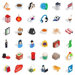 Lantern icons set, isometric style