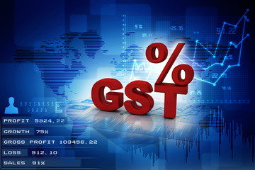 3d rendering GST Tax India with arrow
