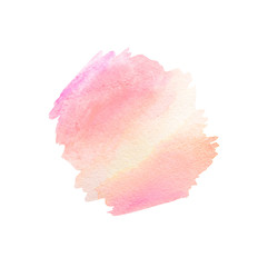 peach and rose magenta watercolor splash on white background for tag label or business cards 