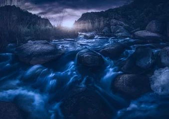 Foto op Canvas Magestic moonrise in a deep canyon © Bashkatov
