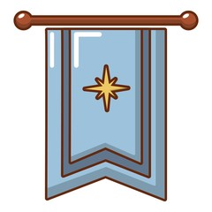 Medieval flag icon, cartoon style