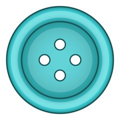 Blue cloth button icon, cartoon style