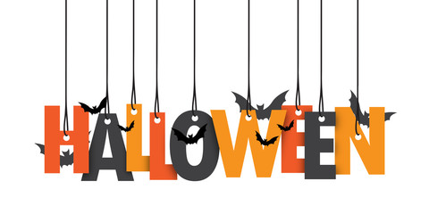 Fototapeta premium HALLOWEEN Hanging Letters with Bats