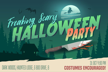 Scary Halloween Party invitation/card/background. Vector illustration.