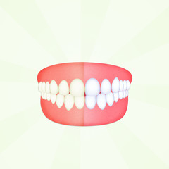 before and after cleaning the teeth