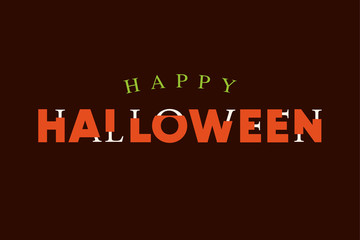 Happy Halloween text logo with lettering bones. Editable vector design.