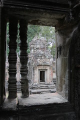 Window of the ancient temple in Cambodia
