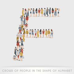 Crowd of People in The Shape of Alphabet : Vector Illustration