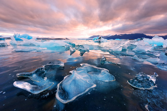 Icebergs In Jokulsarlon Glacial Lagoon