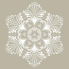 Elegant vector round white ornament in classic style. Abstract traditional pattern with oriental elements. Classic vintage pattern