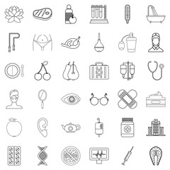 Tablet icons set, outline style