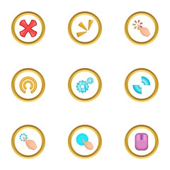 Mouse cursor icons set, cartoon style