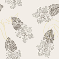 Thai Artificial Funeral Daffodil Flower or Dok mai chan , hand draw ,seamless pattern vector.