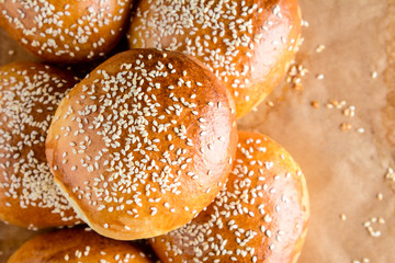 Homemade hamburger rolls.