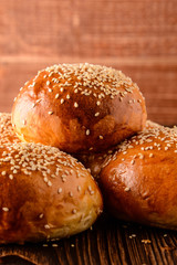 Homemade hamburger rolls.