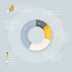 Stylish simple pie donut chart diagram vector template