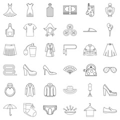 Underpants icons set, outline style