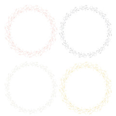 Floral wreath. Hand drawn vector round frame. Decorative elements for design. Ink, vintage and rustic styles.