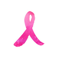 Breast Cancer Awareness Month ribbon elements set. Vector pink watercolor shape on white background.