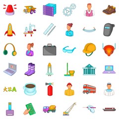 Cleaning icons set, cartoon style