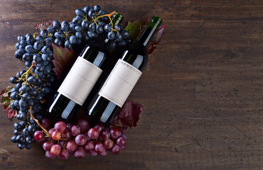 Grapes and red wine.