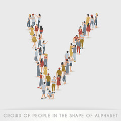 Crowd of People in The Shape of Alphabet : Vector Illustration