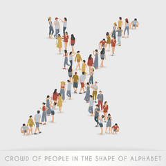 Crowd of People in The Shape of Alphabet : Vector Illustration
