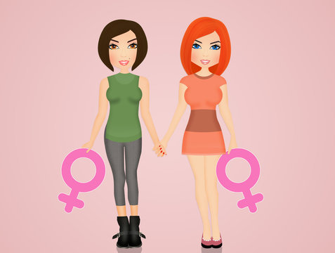 Illustration of gay women
