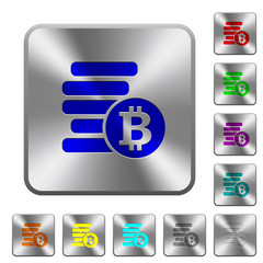 Bitcoins rounded square steel buttons
