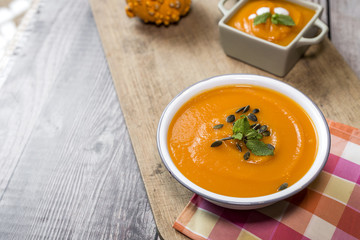 Pumpkin cream on bowl