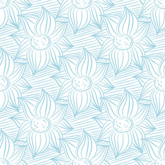 Fototapeta na wymiar Seamless blue and white pattern with wallpaper ornaments