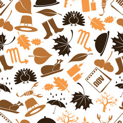november month theme set of icons seamless pattern eps10