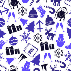 Fototapeta na wymiar december month theme set of icons seamless pattern eps10