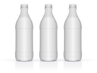 White plastic bottle with milk or yogurt for your design and logo