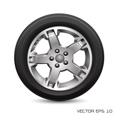 Obraz premium Aluminum wheel car tire on white background vector illustration.