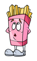 Surprised Cartoon Fresh Fries Vector
