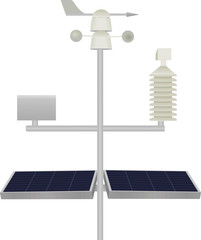 Scientific weather station with solar panels. vector illustration
