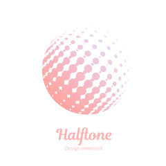 Vector abstract logo halftone design element. Pink dotted sphere business logotype