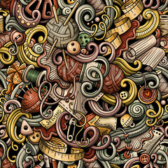 Cartoon cute doodles hand drawn Handmade seamless pattern