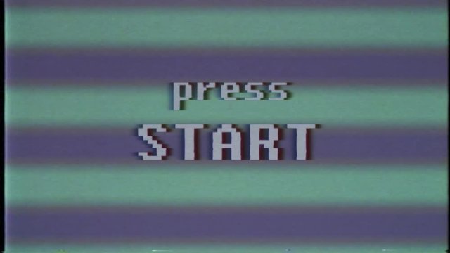 retro videogame press start text on old tv screen ... New quality universal vintage motion dynamic animated background colorful joyful cool video footage
