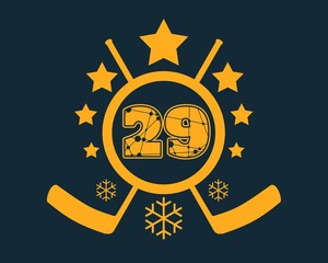 29 number vector illustration. Classic style Sport Team font. Numbers decorated by lines and dots pattern. Ice Hockey Emblem