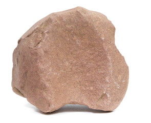 Single natural stone on white background